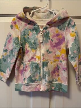 Cat & Jack Pastel Tie-Dye Zip Hooded Sweatshirt - Pink, Green & Yellow